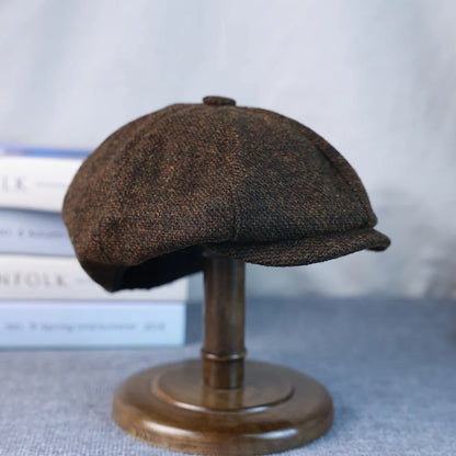 New Vintage Men's Wool Newsboy Cap Brown Green Women Men Berets Classic Woolen Octagonal Caps Casual Gatsby Flat Hat 003