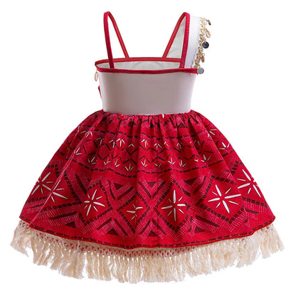 New Moana 2 Dress for Girl Vaiana Cosplay Clothes Kids Single Shoulder Princess Costume Children Halloween Carnival Party Outfit