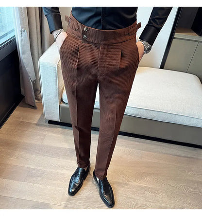 High Waisted Suit Pants for Men 2026 New Solid Color Formal Pantalones Hombre Casual Slim Fit Dress Pants Trousers Men Clothing