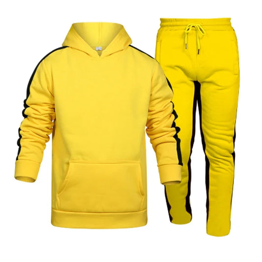 Autumn and Winter Jogging Suits for Men Striped Hoodie+Pants Casual Tracksuit Male Sportswear Gym Casual Clothing Sweat Suit New