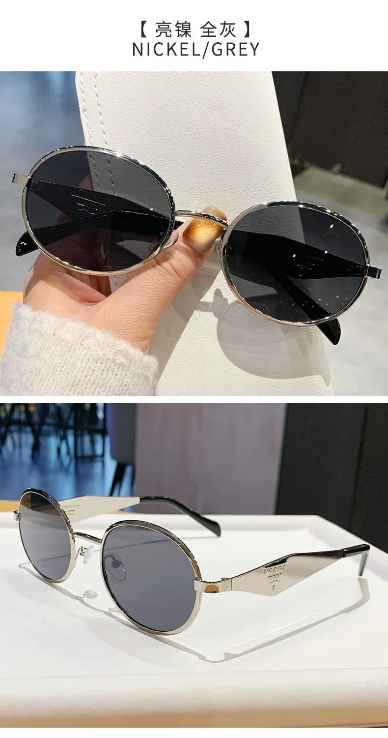 Fashion New Trend Oval Acetate Sunglasses for Women Brand Designer Ladies Shades Party Eyeglasses Girls Frame Sun Glasses