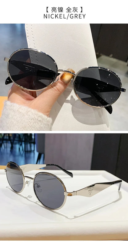 Fashion New Trend Oval Acetate Sunglasses for Women Brand Designer Ladies Shades Party Eyeglasses Girls Frame Sun Glasses