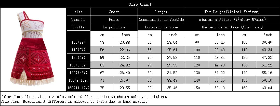 Children Cosplay Dresses Girls Moana Princess Dress for Kid Halloween Maui Vaiana Costume Children Birthday Party Clothes Set