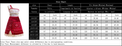 Children Cosplay Dresses Girls Moana Princess Dress for Kid Halloween Maui Vaiana Costume Children Birthday Party Clothes Set