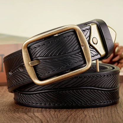 3.8CM Real Pure Cowhide High Quality Genuine Leather Belts for Men Brand Strap Brass Buckle Engrosar Jeans Belt Cowboy Cintos