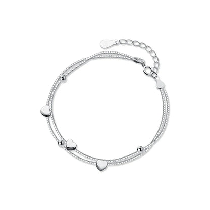 New 925 Sterling Silver Little Balls Love Hearts Charm Bracelet for Women Adjustable Link Chain Fine Jewelry Lover Gift