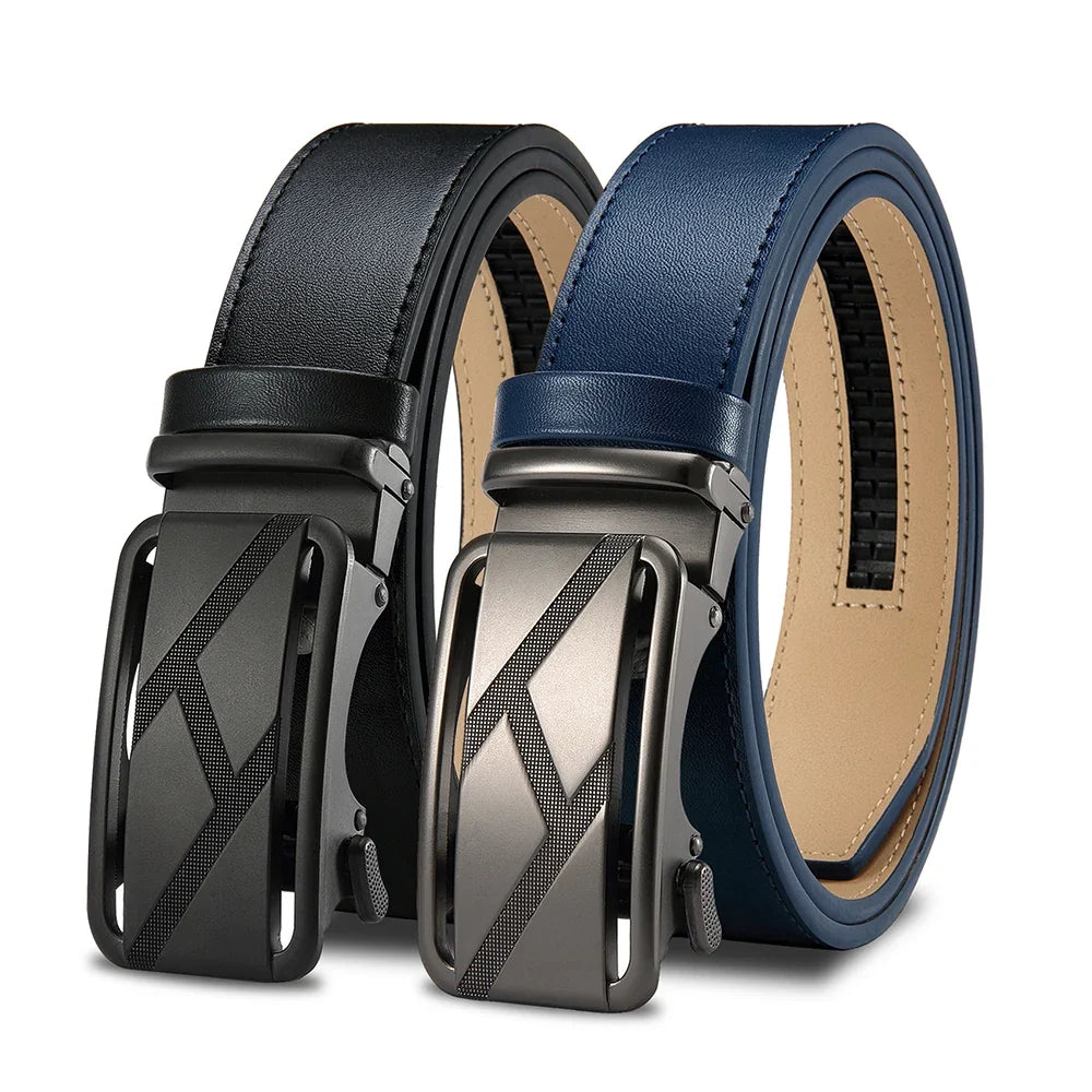 Brand Leather Belts for Men 105cm-135cm Automatic Belt with Ratchet Strap Top Quality Belts Luxury Belts for Men