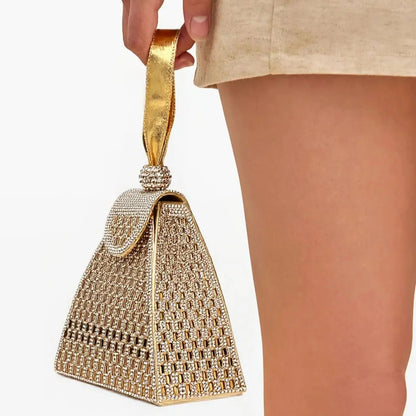 Fashion Lady Evening Bags Acrylic Day Clutch Triangle Design Diamonds Party Shoulder Handbags Banquet Purse