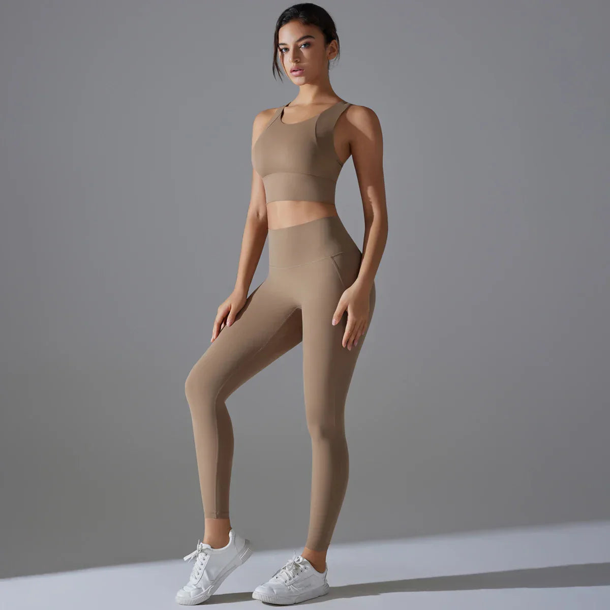 Yoga Set Women's tracksuit Women Fitness Crop Top Shockproof Sports Bras Yoga Gym Running Pants Sportswear Running Fitness Yoga
