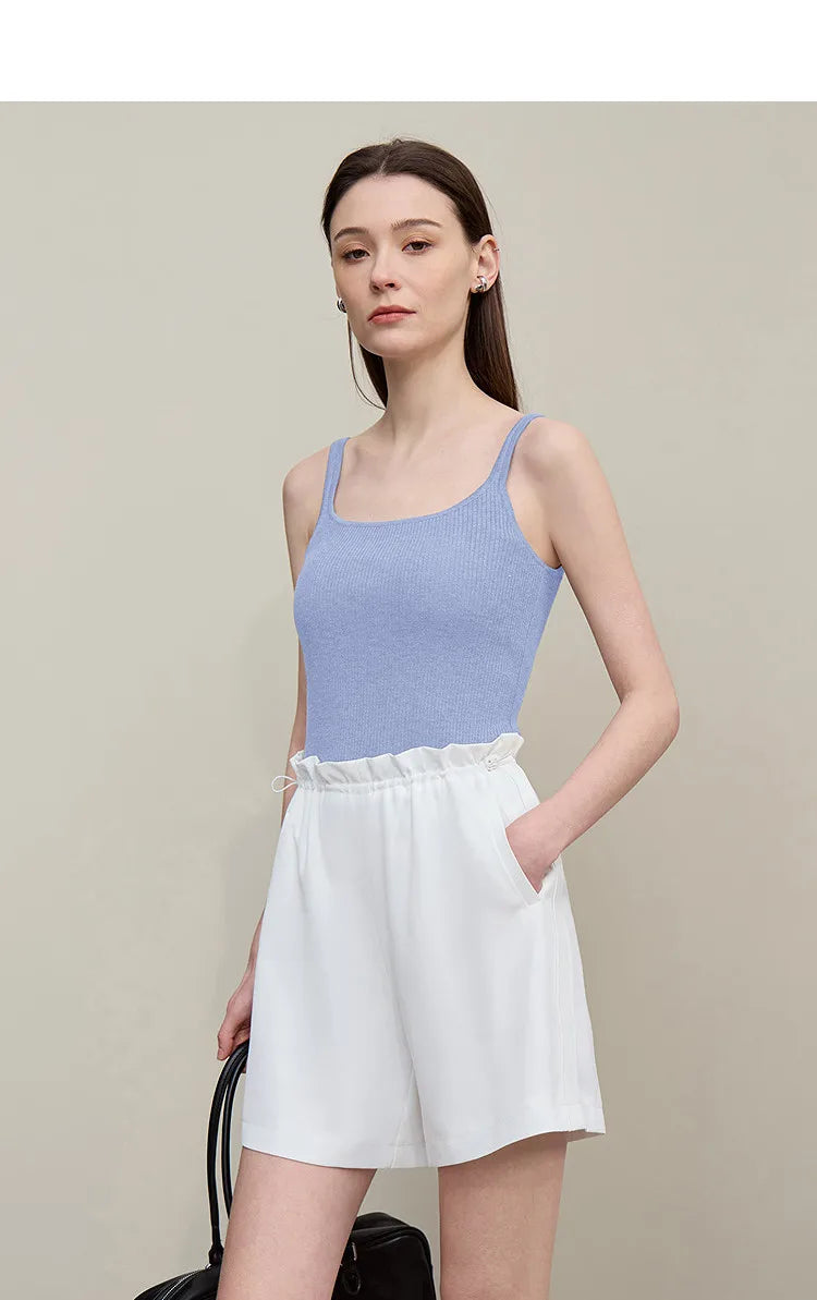 Women's Tank 2026 Summer New Solid Color Slim Fit Short Cami Square U-Neck Crop Sleeveless Layering Vest For Women 12622083