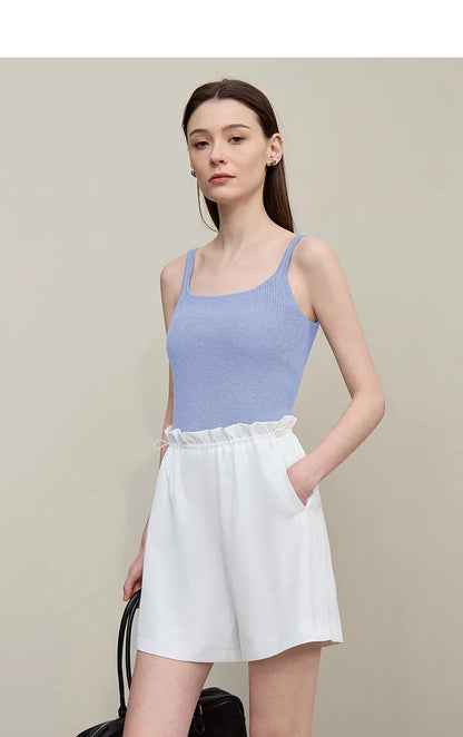 Women's Tank 2026 Summer New Solid Color Slim Fit Short Cami Square U-Neck Crop Sleeveless Layering Vest For Women 12622083