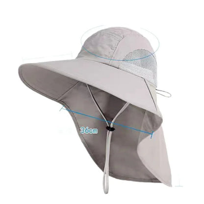 Men Women Wide Brim Sun Hat With Neck Flap Adjustable Breathable Safari Cap For Fishing Hiking Cycling Outdoor Sports