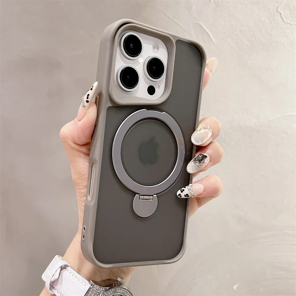Luxury Magnetic for Magsafe Bracket Stand Phone Case for iPhone 13 15 16 Pro Max 12 14 Plus Folding Stand Shockproof Back Cover