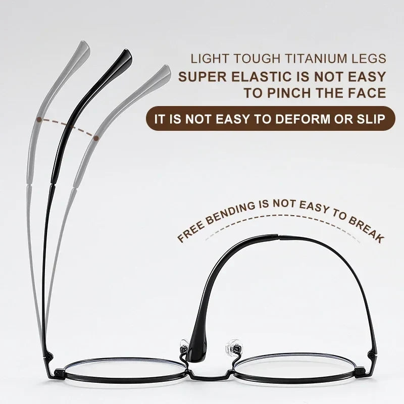 High Quality Round Ultra-light ALL Titanium Eyeglass Frames Women Myopia  Prescription Eyewear Reading Glasses 30821