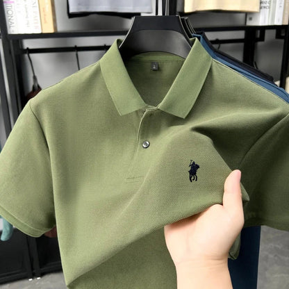 Designer brand 100% cotton short sleeve polo shirt luxury fashion pony embroidery men's business leisure summer new Paul T-shirt