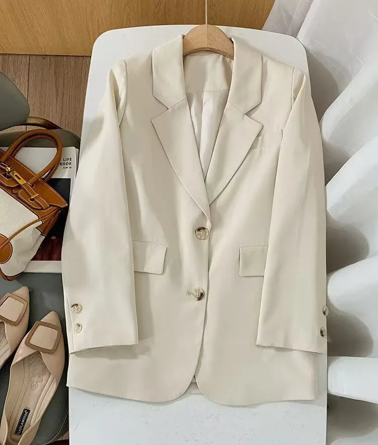 Elegant Orange Blazer for Women, Long Sleeve Jacket, Casual Slim Outerwear, Spring and Autumn Fashion, 2023