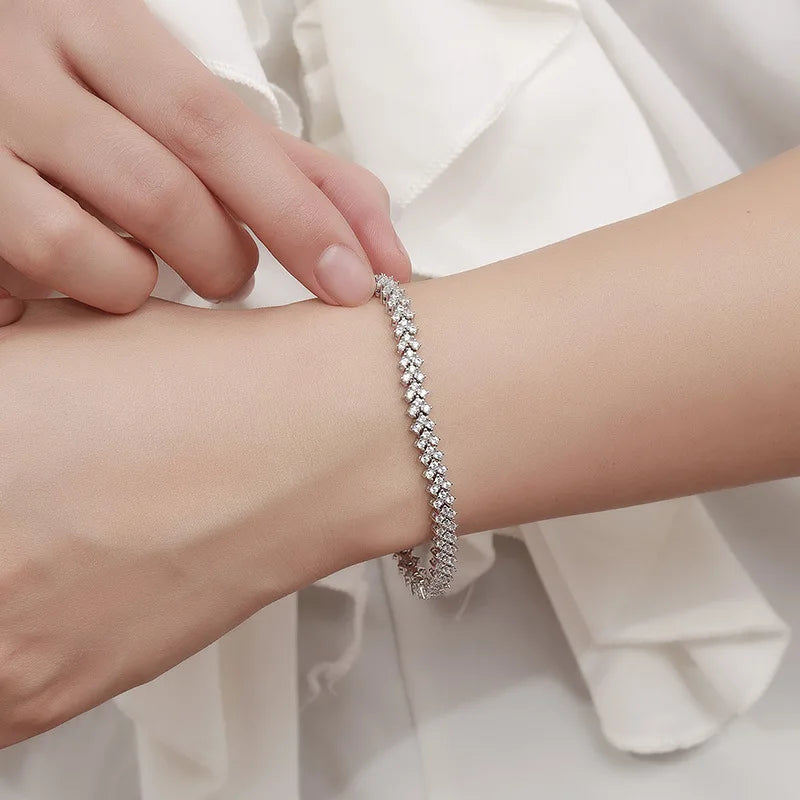 2025 New In Real D Color Full 1.4mm Moissanite Tennis Bracelet For Women S925 Silver Diamond Link Chain Bracelets Wholesale