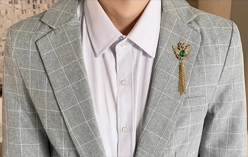 Autumn 2024 Men's Slim Fit Checkered Two-Piece Suit Korean Style Handsome Fashion Suit And Trousers Set