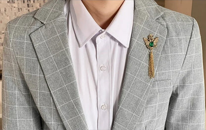 Autumn 2024 Men's Slim Fit Checkered Two-Piece Suit Korean Style Handsome Fashion Suit And Trousers Set