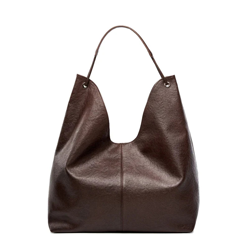 New Women's Large Capacity Genuine Leather Handbag Fashion Single Shoulder Underarm Bag for Ladies Commuting Stylish Girls Bag