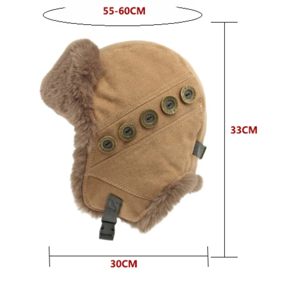 Russian Hat Thick Warm Winter Hat Men Women Windproof Ski Trapper Earflap Cap Faux Rabbit Fur Hat Male Female Bomber Hat