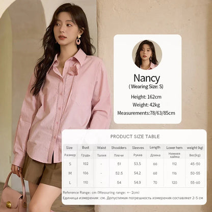 100% Cotton Shirt For Women Autumn 2025 New Fashion Petal Ribbon Button Long Sleeves Shirt Women's Clothing MXE41C2349