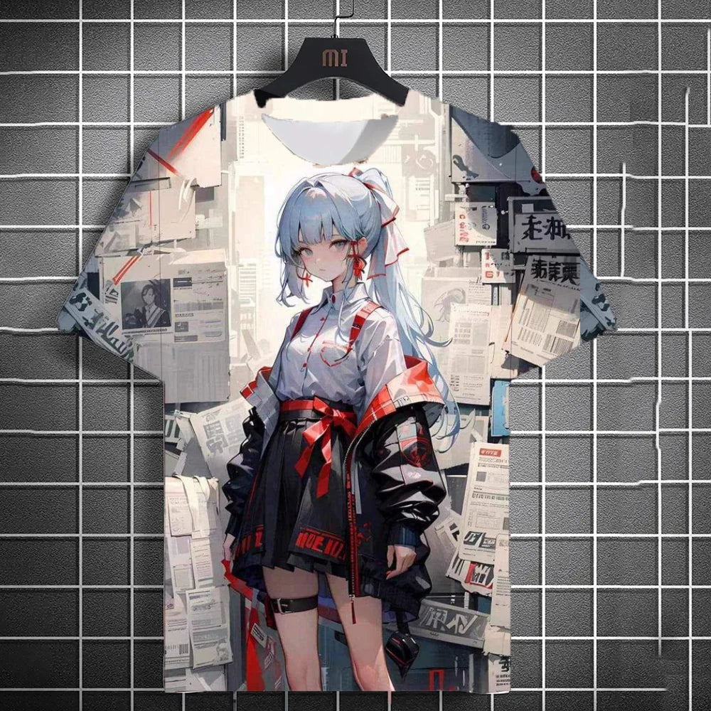 Japanese Style Samurai Katana Girl T-Shirts 3D Print Personality Anime T shirt Men/Women Short Sleeve Top Fashion Men's Clothes