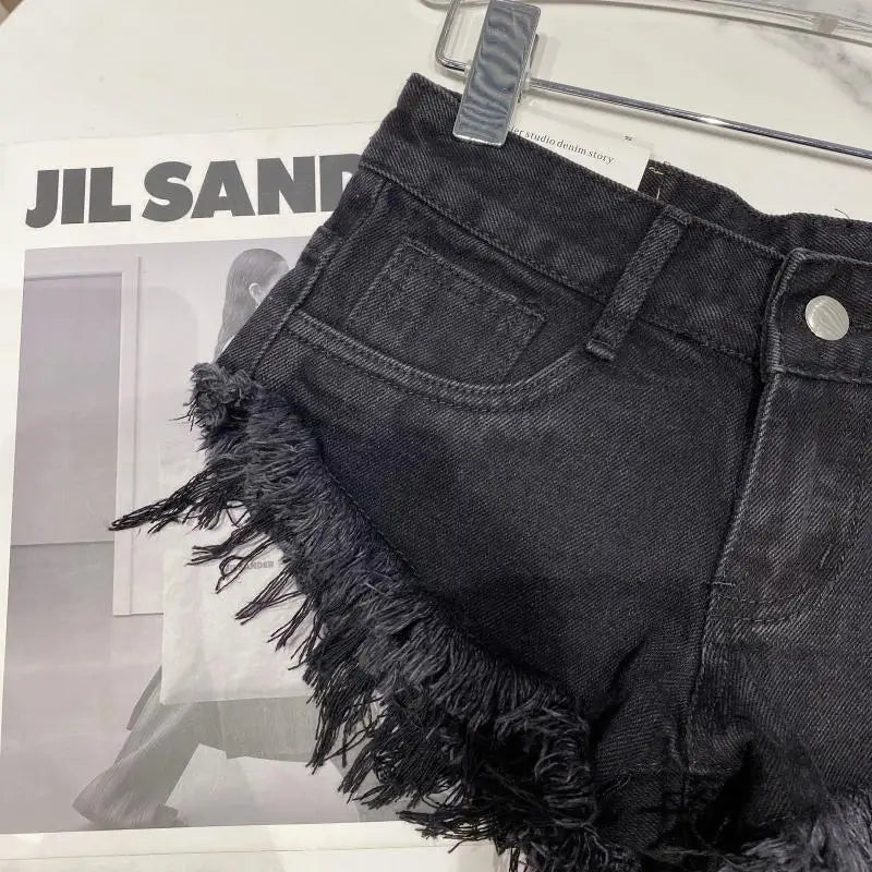 Denim Shorts Women High Street Hotsweet Casual Low Waist Raw Edges Holes A-line Korean Style Y2k Spicy Girls Summer Shorts