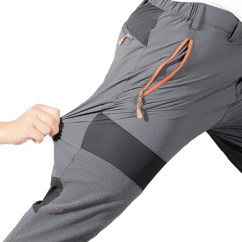 Men's Mountaineering Outdoor Pants with Four-Sided Elastic Quick Drying Pants, Light and Thin Summer Elastic Breathable Quick Dr