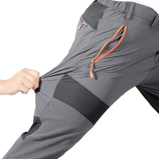 Men's Mountaineering Outdoor Pants with Four-Sided Elastic Quick Drying Pants, Light and Thin Summer Elastic Breathable Quick Dr