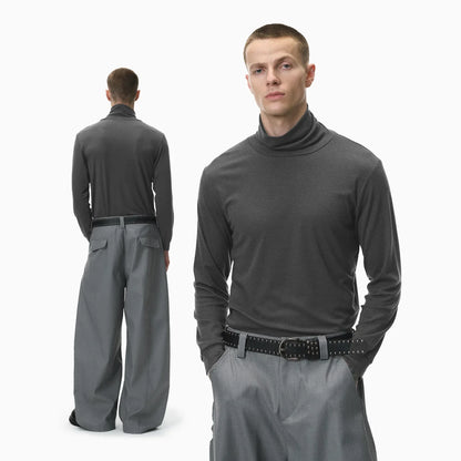 Autumn New Arrival Slim Fit Long-Sleeved Wool Turtleneck Base Layer T-Shirt High-quality Men's Slim-fit Undershirt-190g