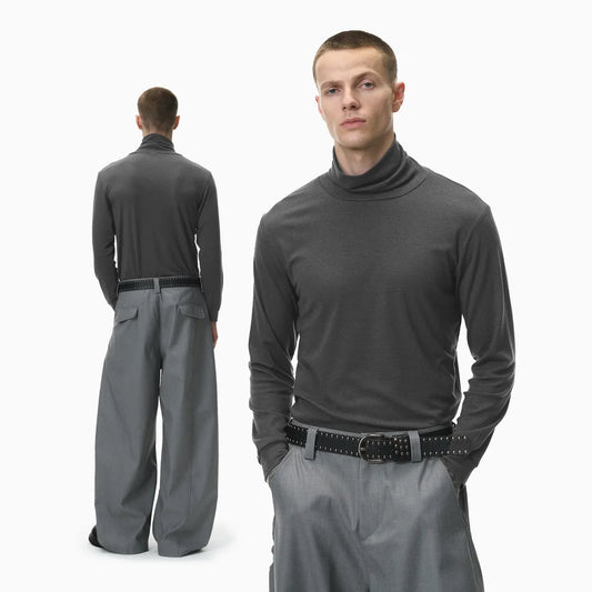 Autumn New Arrival Slim Fit Long-Sleeved Wool Turtleneck Base Layer T-Shirt High-quality Men's Slim-fit Undershirt-190g