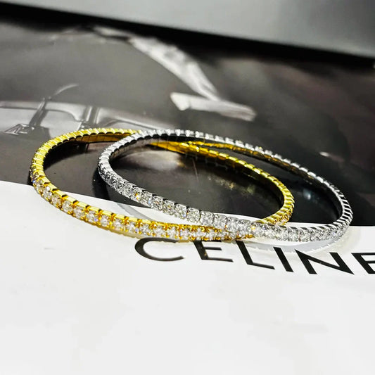Bracelets de tennis en moissanite 2,5/3 mm, élastiques, plaqués or 18 carats pour femmes, avec diamants de laboratoire certifiés, bijoux fins pour la main