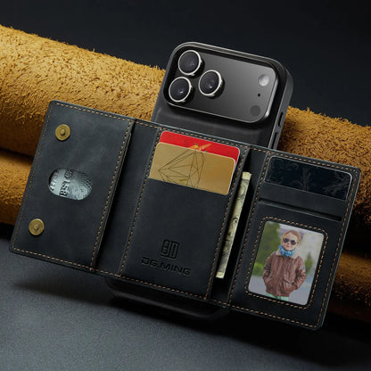 Luxury Leather Phone Case for IPhone 17 Pro Max Air16E 16 14 15 Plus 13 12 11 Pro Max Magnetic Detachable Card Stand Wallet