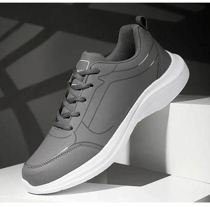 2025 New Lightweight Men Casual Leather Sneakers Non-slip Breathable Male Outdoor Running Shoes Lace Up Soft Sport Shoes
