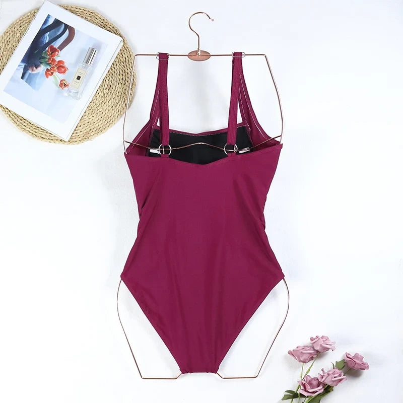 Sexy One-Piece Women Swimsuit 2024 Push Up Plus Size Swimwear Tummy Control Monokini Swimming Beach Wear Vintage Bathing Suit