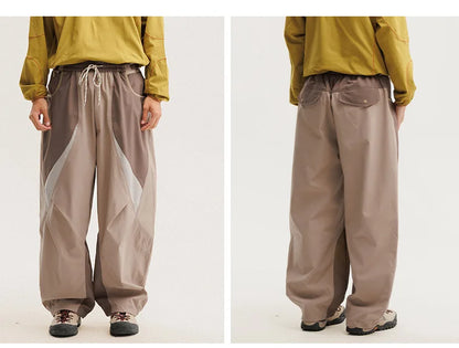 Men Outdoor Lightweight Quick Dry Ultra Loose Casual Splice Wide Leg Techwear Track Cargo Pants Women Streetwear Baggy Trousers