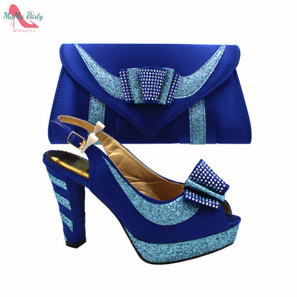 2021 Specials Design Black Color Nigerian Women Shoes and Bag Set High Quality Slingback Sandals with Appliques for Wedding