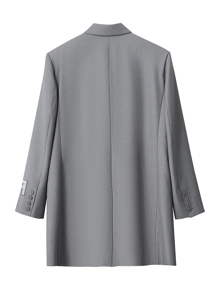 Minimalist Women's Jacket 2025 Autumn New Solid Color Commuter Loose Straight Women's Long Sleeve Top Long Blazer 12541154