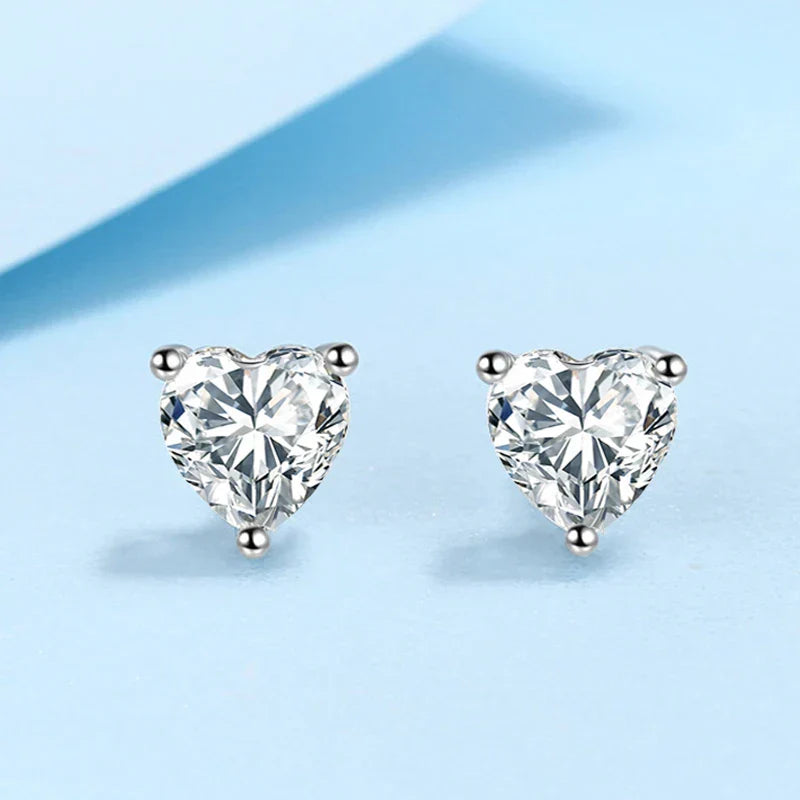 1CT 2CT Heart Cut Moissanite Studs Earrings for Women Lab Diamond 925 Sterling Silver Women's Earrings Wedding Jewelry