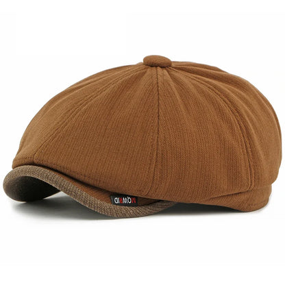 Beret Cap Men Women Autumn Winter Hat Thick Warm Artist Painter Wool Beret Hat Male Female Flat Octagonal Cap Mens Berets