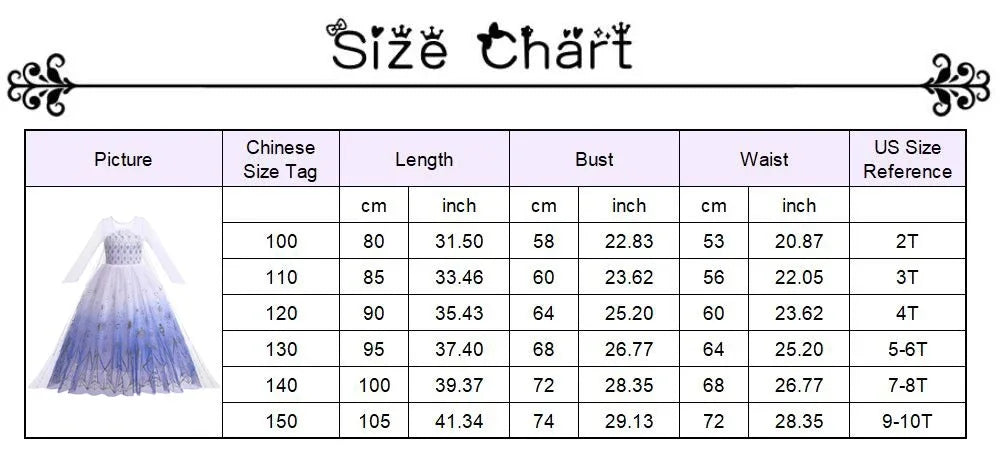 Elsa Anna Snow White Moana Rapunzel Ariel Belle Princess Dress for Girls Cosplay Carnival Birthday Party Outfit Kids 2-8Y