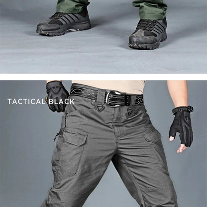Summer Men's Tactical Cargo Pants Casual Trousers Multi-Pockets Waterproof Pants Lightweight Quick Dry Outdoor Hiking Trousers