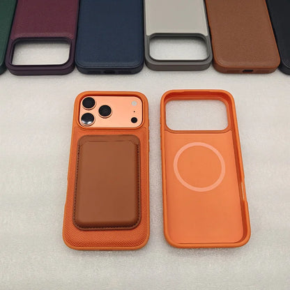 Ultra Thin Epsom PU Leather Magnetic Phone Case Non-Slip Grip Anti Fingerprint Phone Cover for iPhone 17 Pro 17 Pro Max