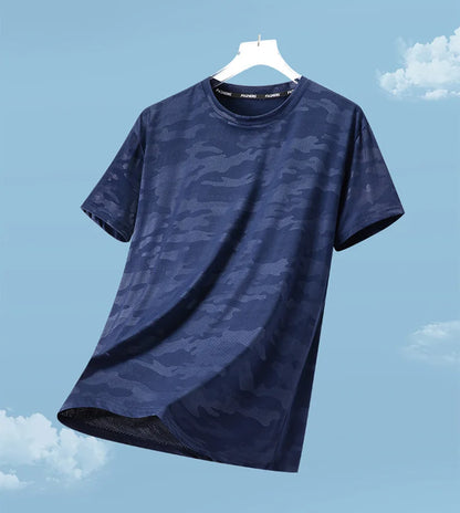 Functional Fabric Mosquito-Resistant Antibacterial Sweat-Wicking Ice Feeling 2025 New Ice Silk T-Shirt Men's Short Sleeve Thin Q