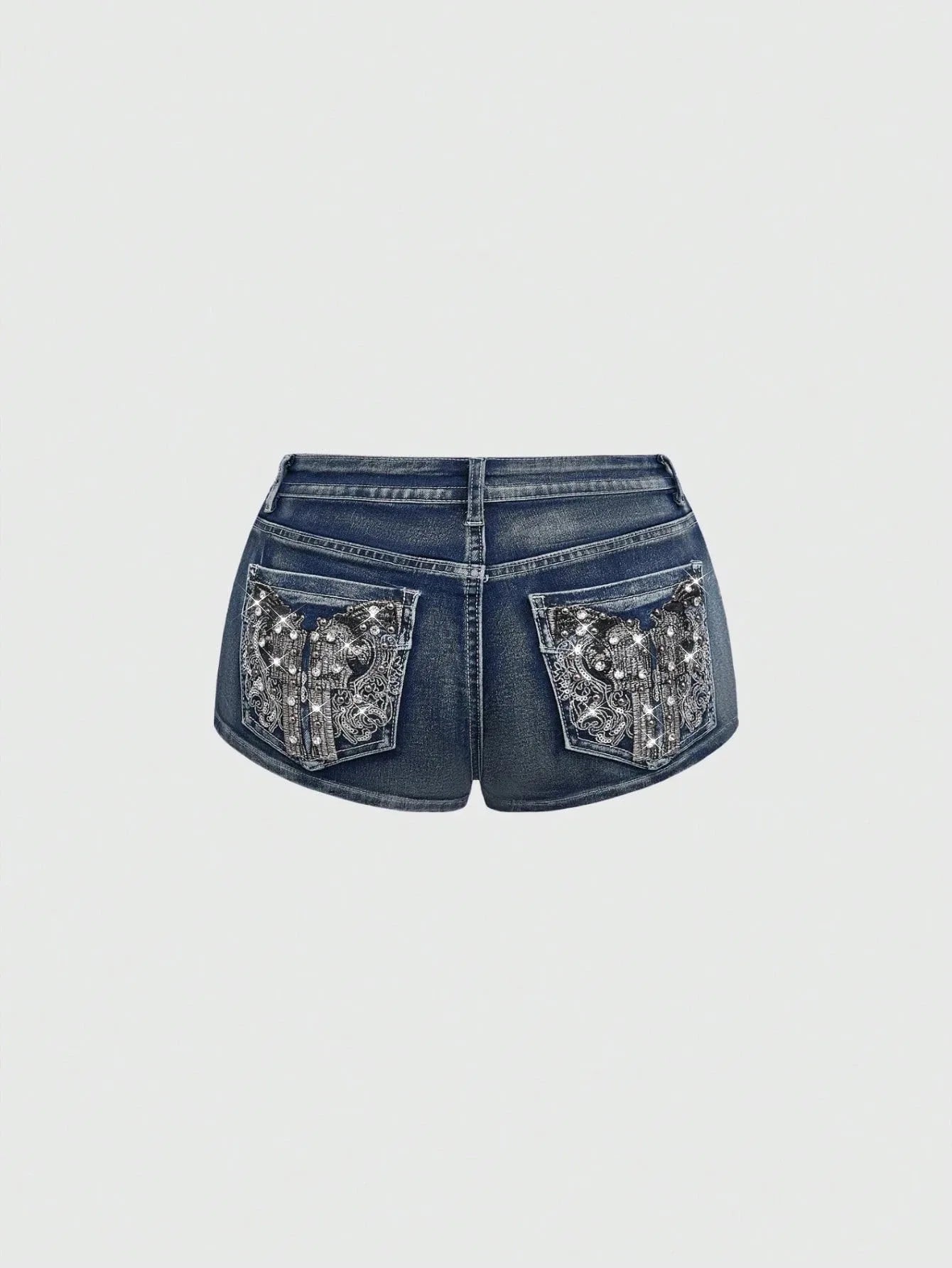 Low Rise Distressed Denim Shorts Female Jeans Womens Jeans Shorts Vintage Y2K Punk Style Embroidered Hot Pants