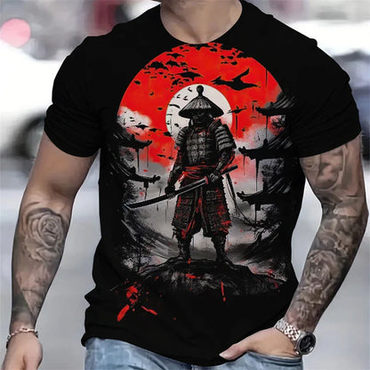 Trend Japanese Samurai Graphics T Shirts For Men Fashion Summer Short Sleeve 3D Printed Kids Tees Cool Streetwear Harajuku Tops
