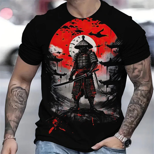 Trend Japanese Samurai Graphics T Shirts For Men Fashion Summer Short Sleeve 3D Printed Kids Tees Cool Streetwear Harajuku Tops