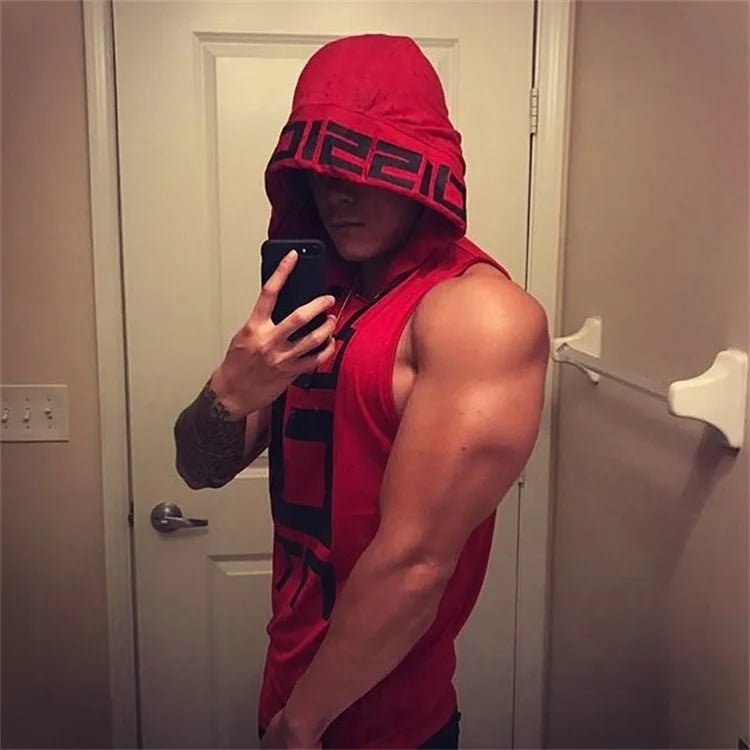 Mens Street Corner Pullovers Fitness Sport Sleeveless Hoodies Gym Bodybuilding Running Training Jogging Cotton Casual Sportswear