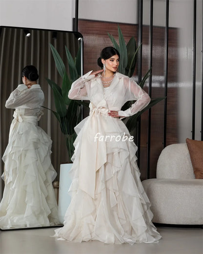 Customized Intricate Fashion Organza Pleat Ruched Draped Sash Bow A-line V-neck Long Dresses Bespoke Occasion Dresses Formal